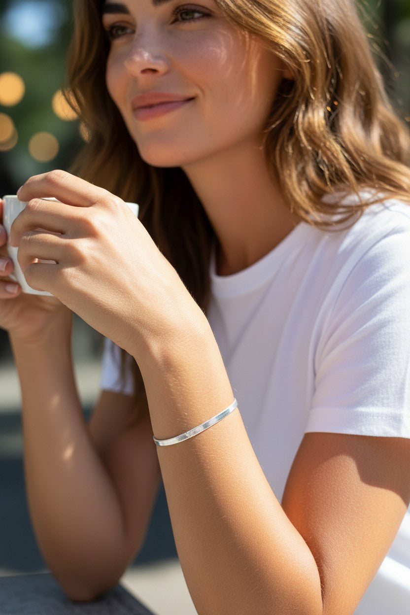 Silver Herringbone Bracelet