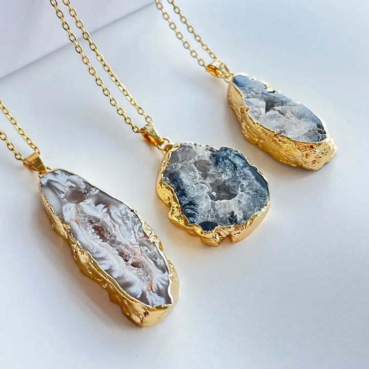 Natural Agate Slice Necklace