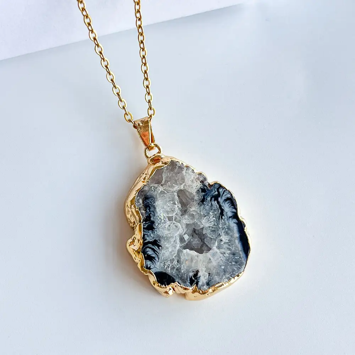 Natural Agate Slice Necklace