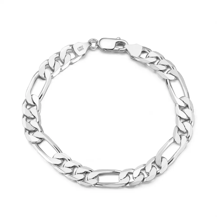 8" Silver Italian Figaro Bracelet