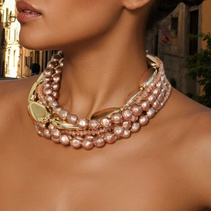 Rose Gold Pearl Fashion Necklace