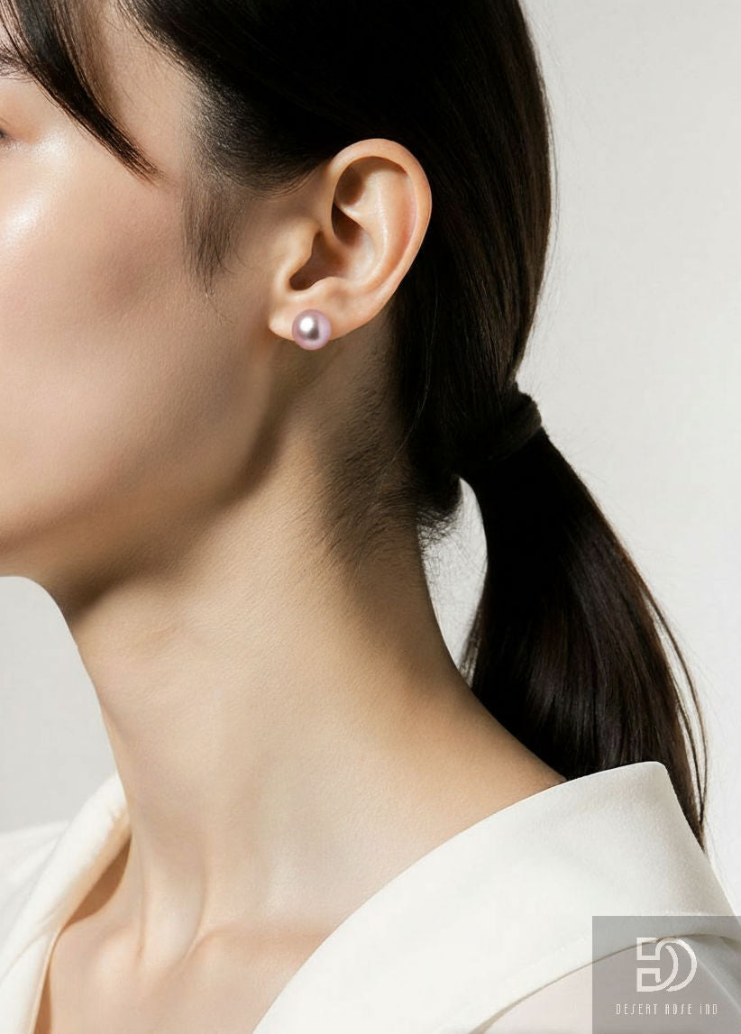 Elegant 10mm Pink Edison Pearl Stud Earrings