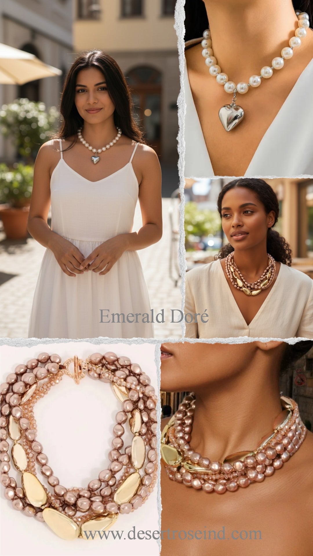 Pearl Choker w/Gold Accent Heart